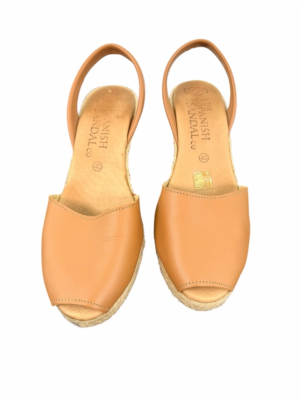 The Spanish Sandal Company Slingback Tan Nubuck Leather Espadrille Sandals